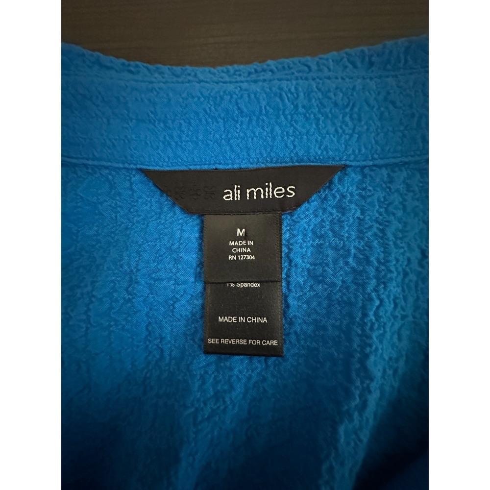 Ali Miles Gauzy Blue Tiger Print Tunic Top M Artsy‎ Lagenlook Career Art To Wear - Picture 5 of 6